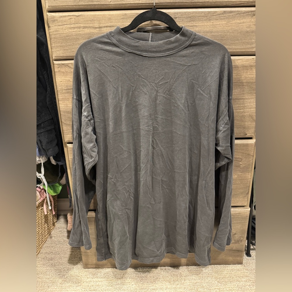 Free People Mockneck Gray Long Sleeve T-Shirt